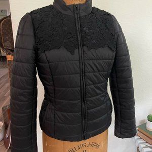 Blugirl Blumarine Womens Black Quilted Long Sleeve Full Zip Puffer Jacket 44 D38